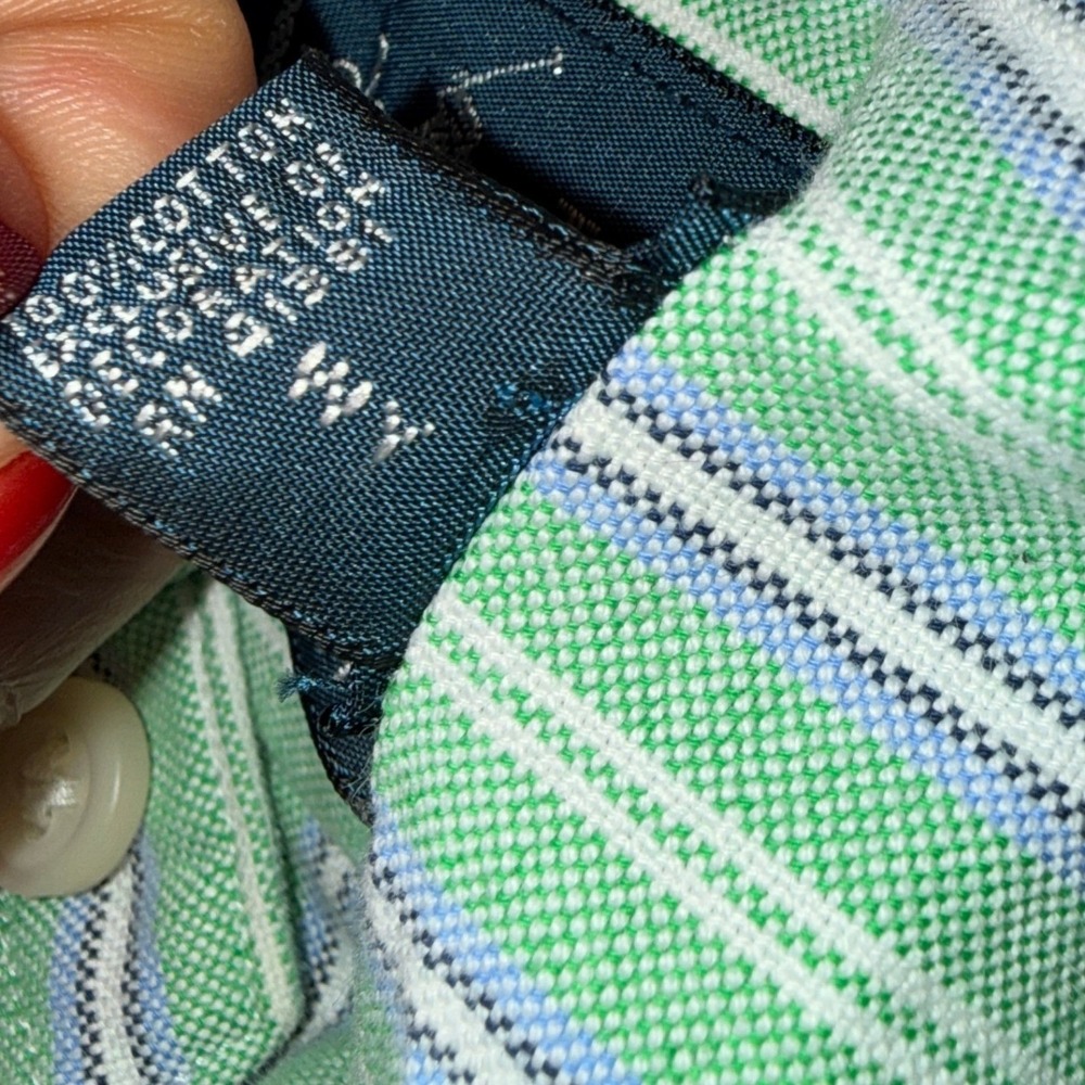Ralph Lauren Button Down Mens Large Pre-Owned Pastel Green Striped Custom Fit - Picture 5 of 15